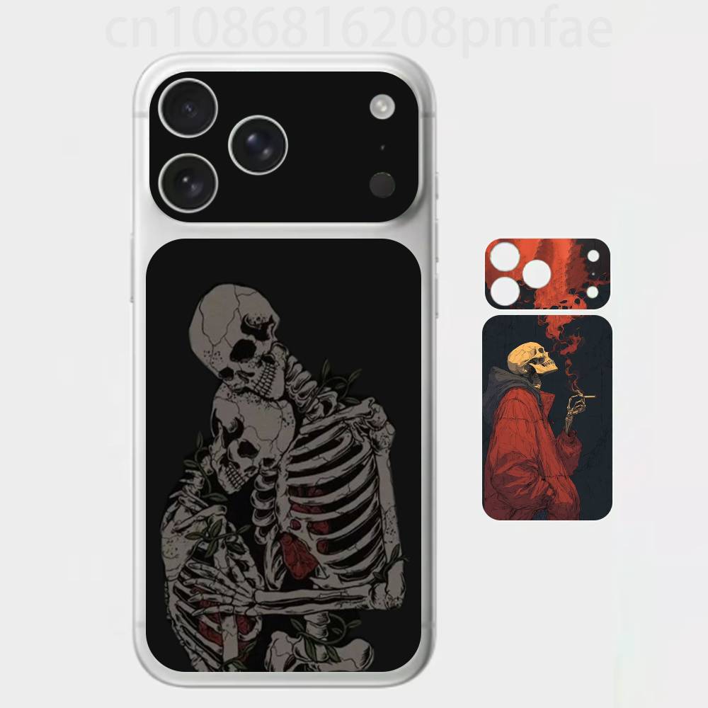 

Gothic Skeleton Dark Aesthetic 3D Full Body Skin Decal for iPhone 17/Pro/Pro Max Color Rear Protective Sticker iPhone17pro