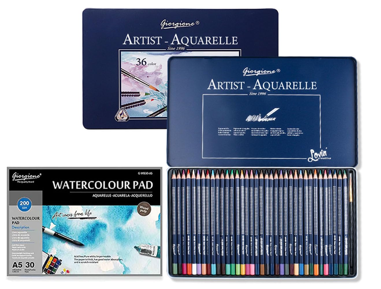 

Roseelf Watercolor Colored Pencil Set 1 A5 Watercolor Perfect for Elementary School and Perfect as a Gift for Preschool or School Entrance Includes 36
