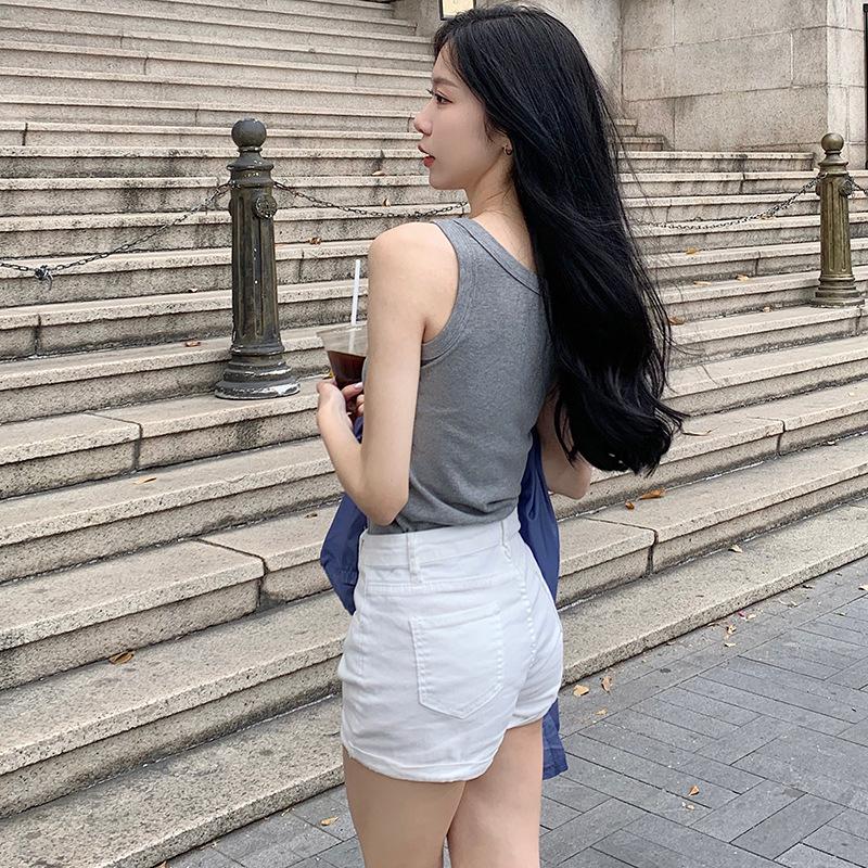 Women's Summer Slimming Vest, Large Size, Short Style, Sleeveless, Anti-Exposure, Threaded Design, Model 8008#