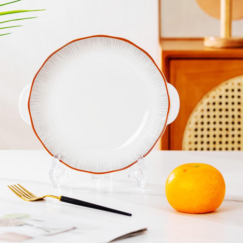 Haoya Jingdezhen 9-inch Meteor Underglaze Ceramic Deep Plate with Handles