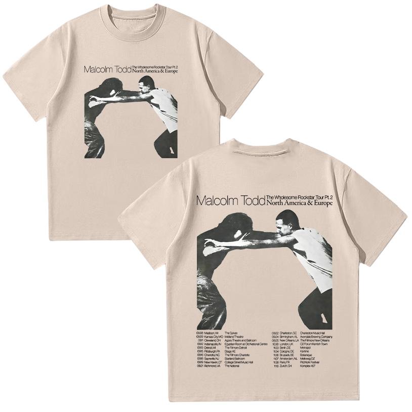 Malcolm Todd The Wholesome Rockstar Tour Pt.2 T-shirt Unisex Vintage Lata 90. T-shirt Streewear Męski i Damski Bawełniany Top z Krótkim Rękawem
