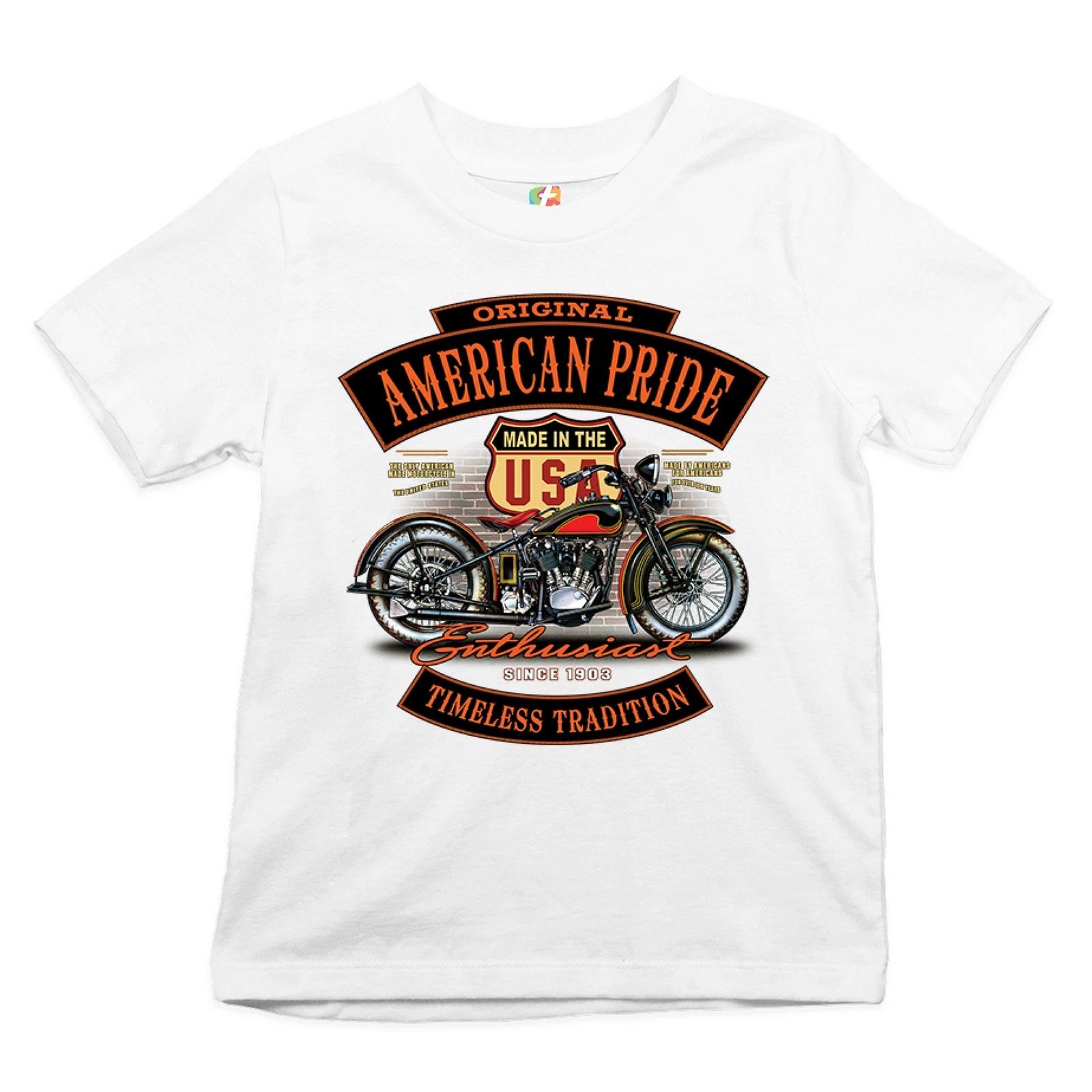 Original American Pride Youth kids boys T-Shirt Biker Chopper Motorcycle Enthusiast Kids 100