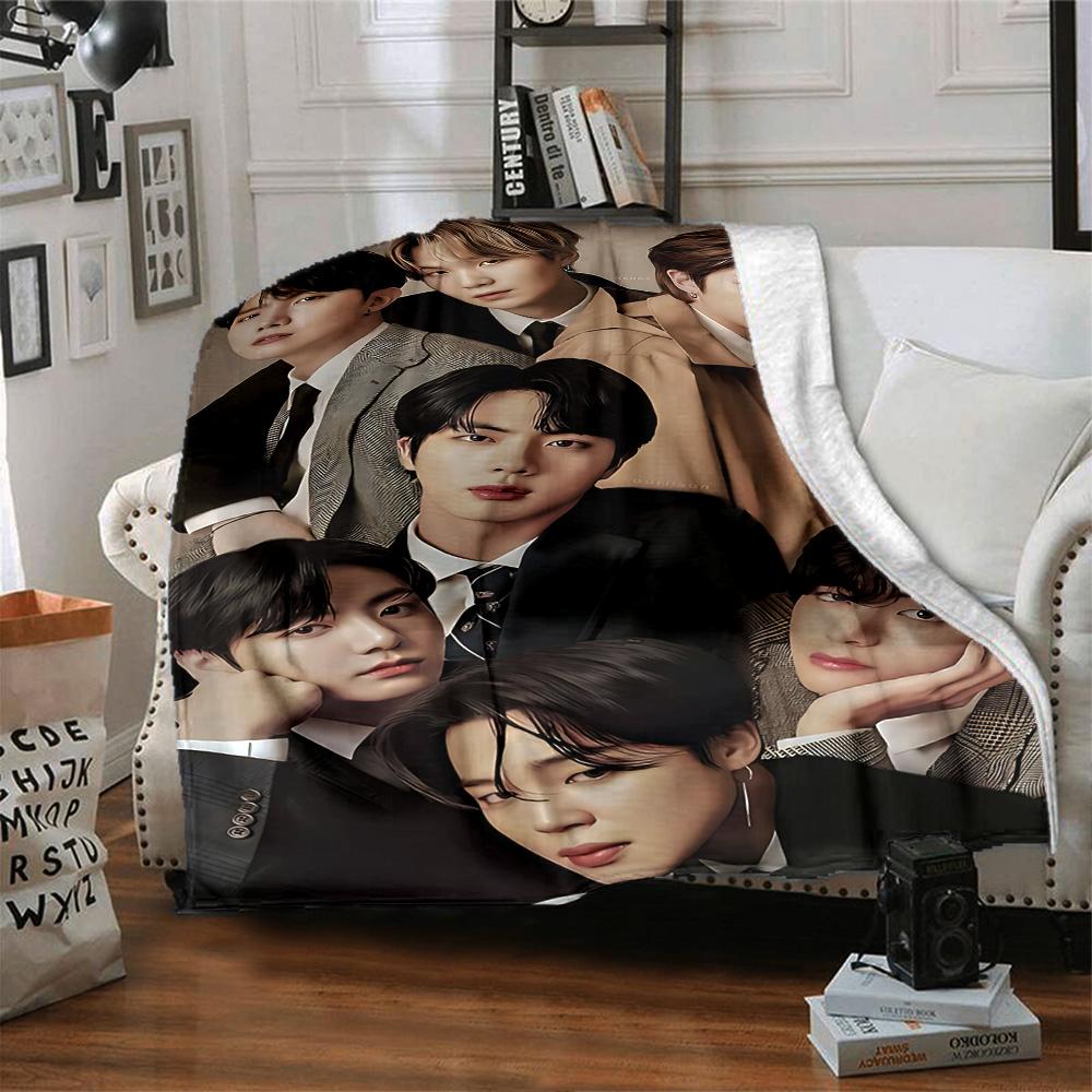 1pc Kpop Group Portrait flannel Blanket for Super Soft Cute Comfort Blanket for Travel Bedding Couch Sofa Blanket Y72327
