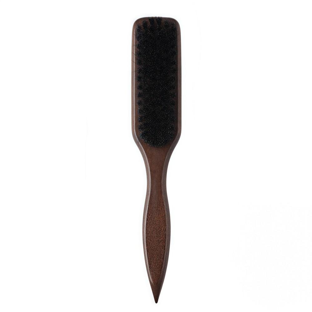 Smooth Boar Bristle Hair Brush Wooden Handle Edge Control Barber Styling Bristle Brush Durable Backcombing Back Hair Brush коричневый