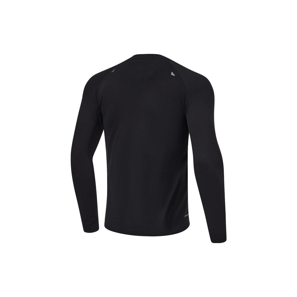 Li Ning Running Series Solid Color Round Neck Moisture Wicking Quick Dry Long Sleeve T-Shirt Men Tops Black ATLU007-1
