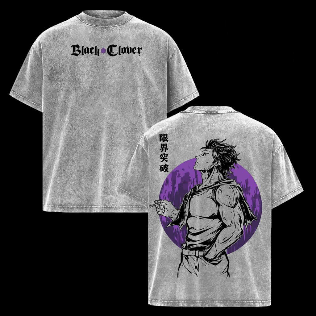 Black Clover Anime T-shirt Yami Sukehiro Printed Tshirt For Men's Clothing Washed Oversized T Shirt Casual Pure Cotton Tees Tops