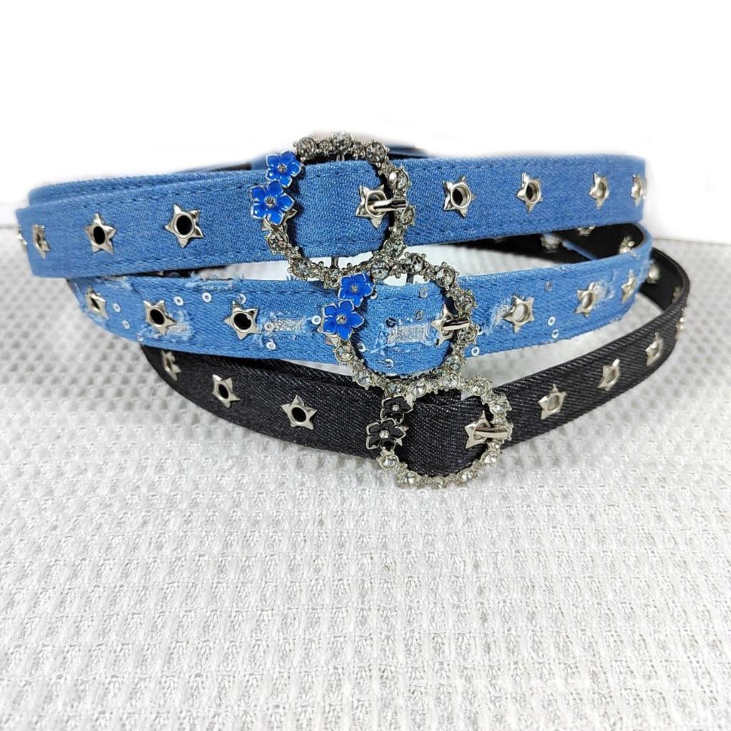 Casual Waist Belt Rhinestones Flower Punk Chain Grommet Belt for Wrap Dress Waist Belt for Suit Skirt Jeans Jewelry