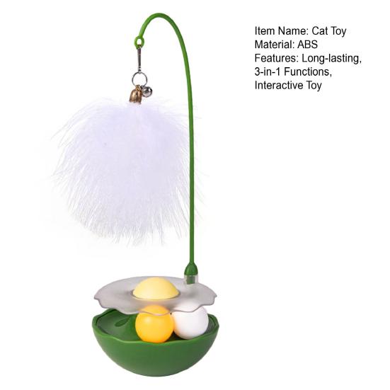 Interactive Cat Feather Toy Automatic Cat Toy Catnip Ball Feather Toy with Track Balls Bells for Indoor Cats Exercise Entertainment
