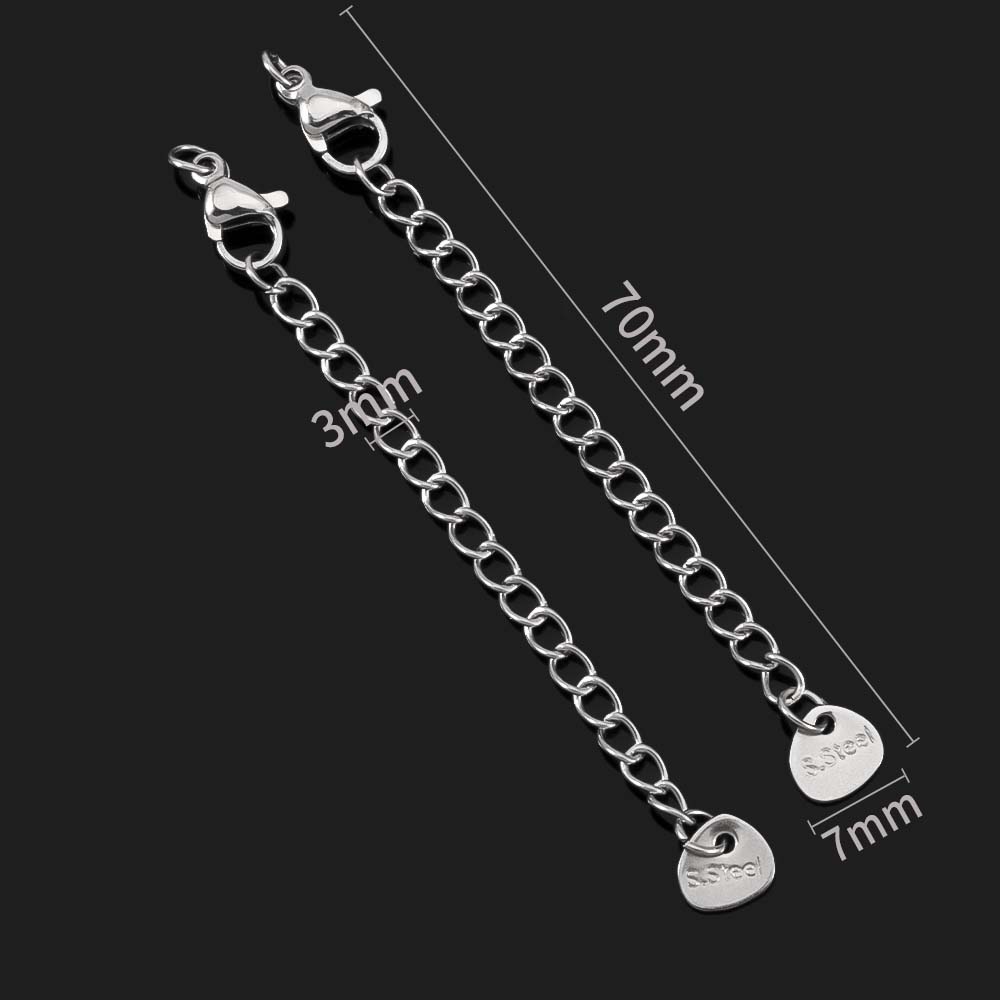 5pcs Extension Tail Chain with Lobster Clasps Stainless Steels Extended Chain for DIY Bracelet Necklace Connector Jewelry Making