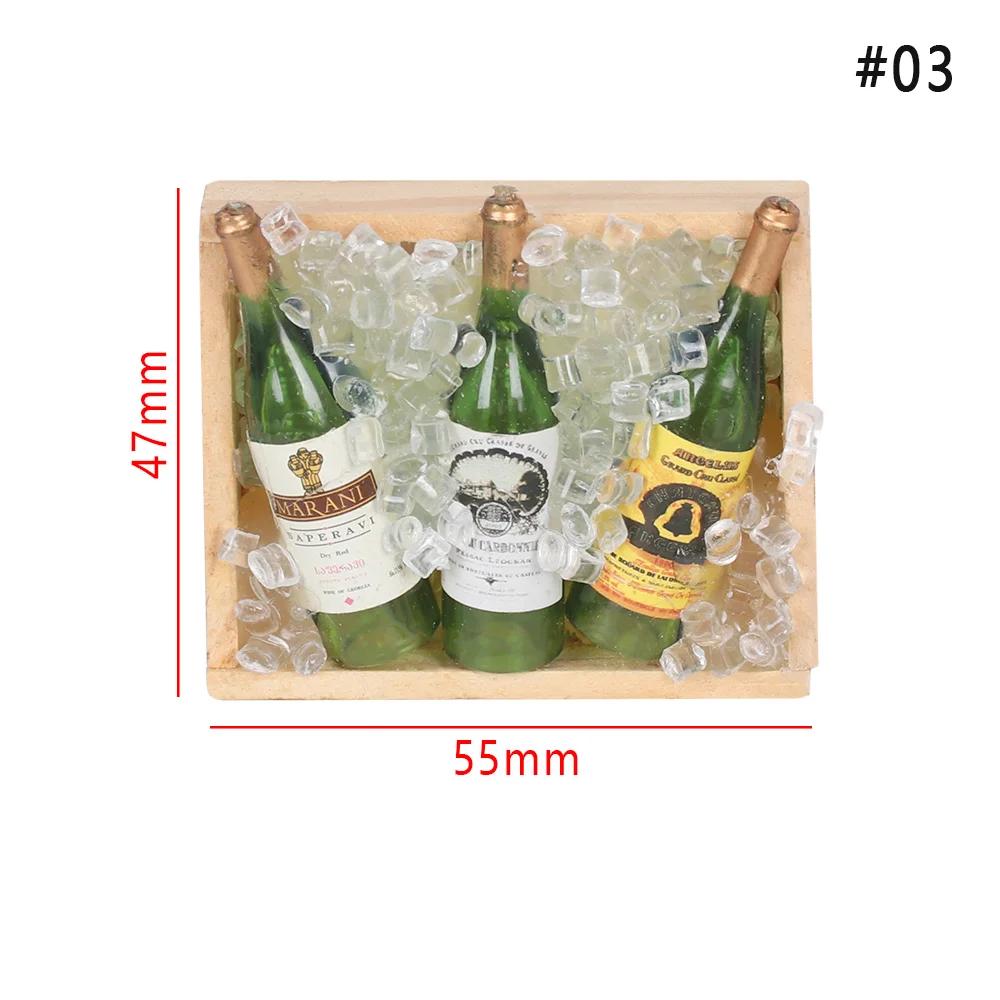 1set Miniature Dollhouse Accessories Simulation Drinks Fruilt Mini Food Toys Mini Wine Bottles Model Set with Box Kitchen Decor