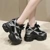 Fashion Women Winter Chunky Sneakers Thick Bottom Female Casual Leather Dad Shoe Lace Up 10.5CM High Platform Vulcanized Shoes Woman