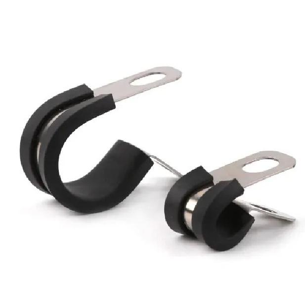 Free shipping 2pcs/lot 304 Stainless Steel Rubber Lined P Clips Cable Mounting Hose Pipe Clamp Mikalor