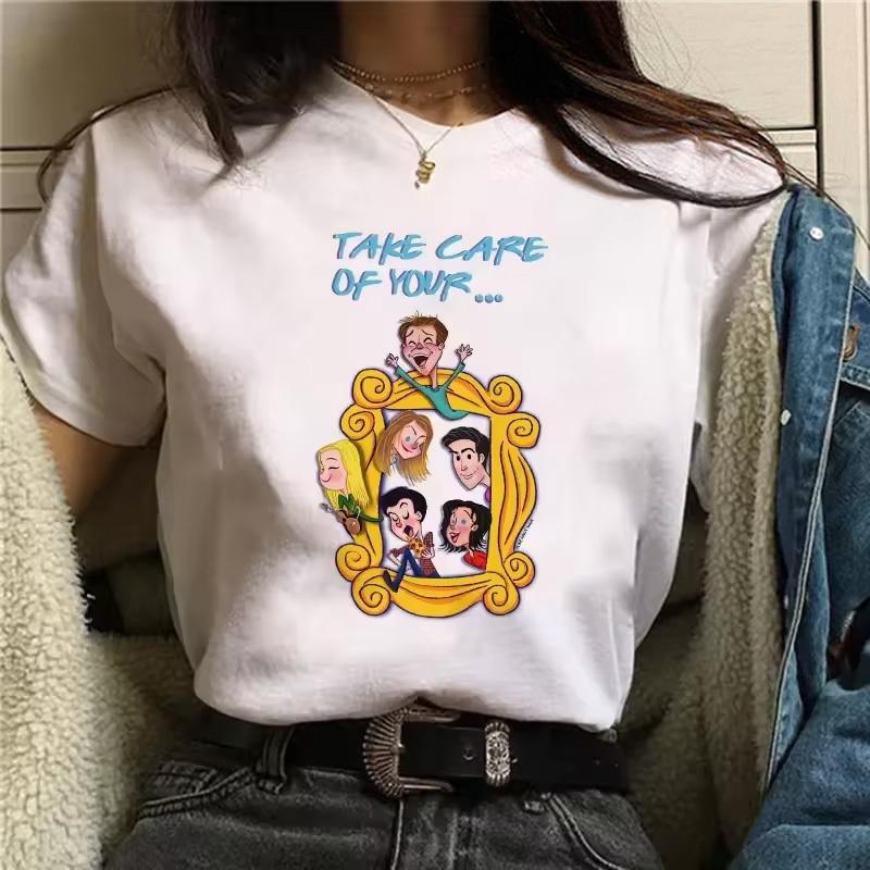 Friends Tv Shirt Women Vintage 2000s Graphic Trendy Breathable Graphic Harajuku Hip Hop University Anime Aesthetic Pop Culture