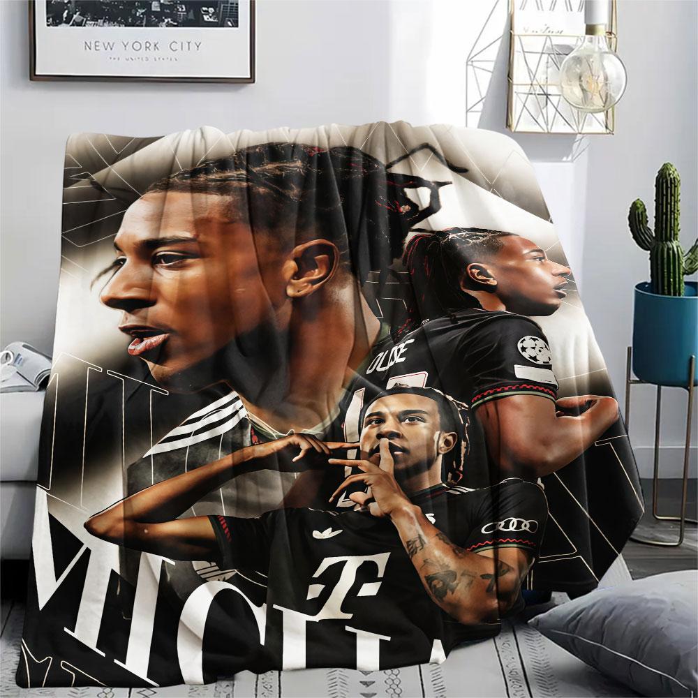 Michael Olise Printed Flannel Blanket, soft throw for bedroom sofa, washable,soccer fan merchandise, great gift.
