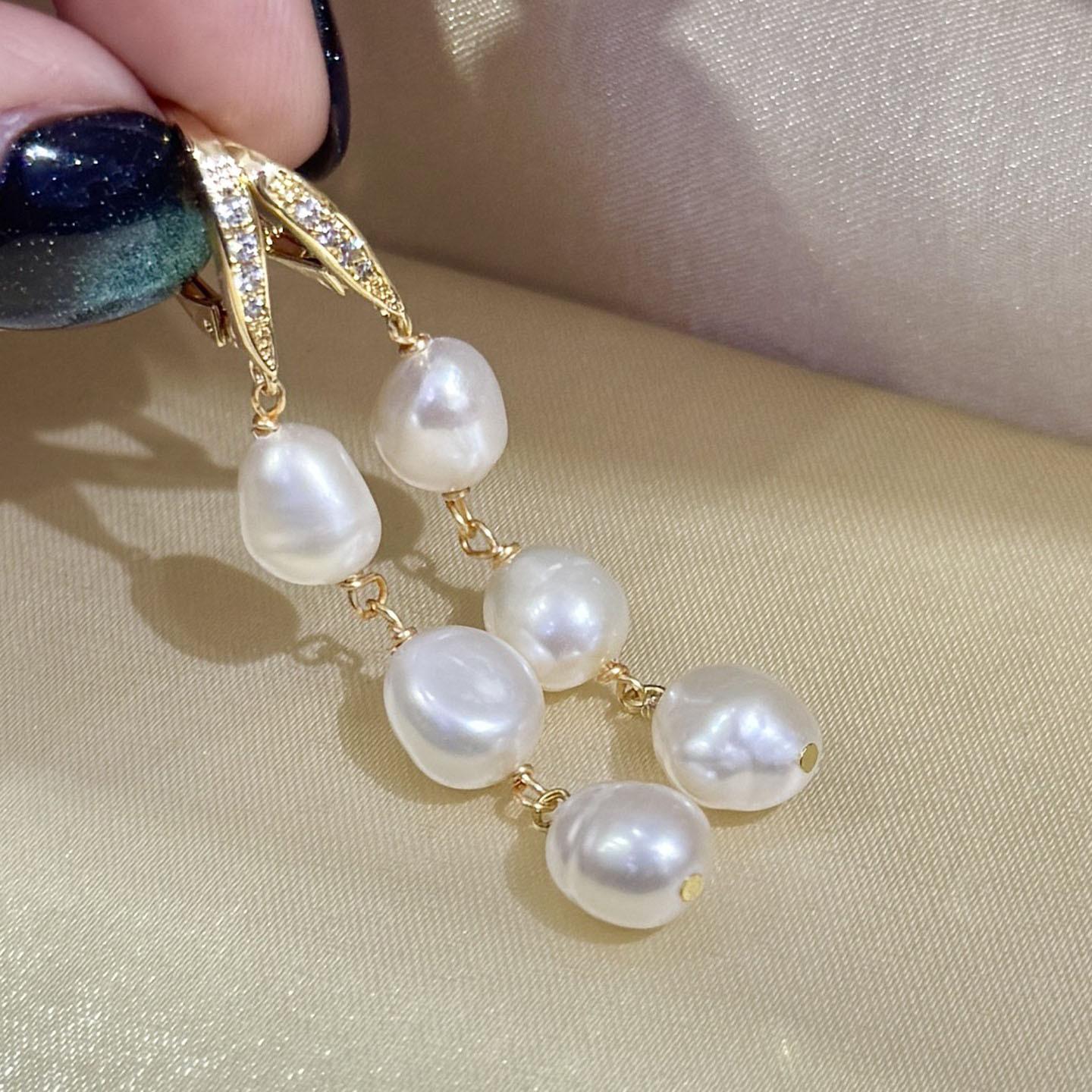 Natural Freshwater Pearl Earrings Women s Ins Long 18K Pendant French Retro Premium Earrings 2026