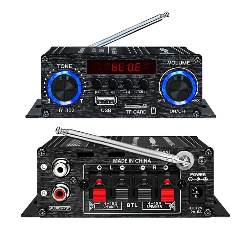 HY 302 12V Digital Amplifier For Home Car Auditory With USB TF Playing BT5.0 FM Radio