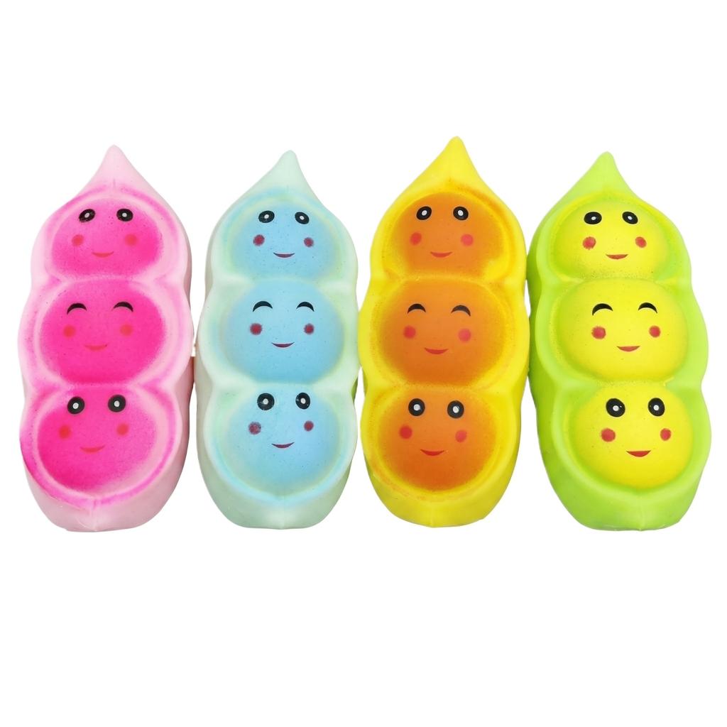 Pea Pod Shaped Slow Rising Squeeze Toy with Cute Face Design for Stress Relief and Sensory Play for Adults and Children
