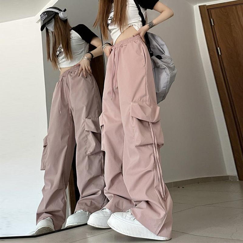 Women's High Waist Paratrooper Cargo Pants, Spring/Autumn 2025 - Loose Wide Leg Windbreaker for Hiking.