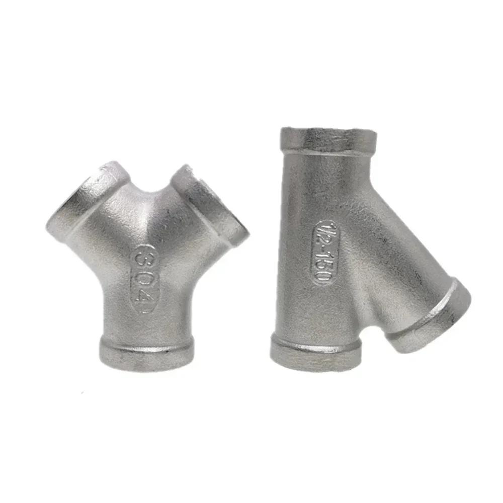 1/4" 3/8" 1/2" 3/4" 1" 1-1/4" 1-1/2" 2" BSP Female Y Shape 3 Ways Connector Coupler Splitter 304 Stainless Steel Pipe Fitting