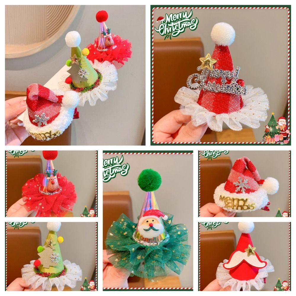Elk Santa Claus Duckbill Clip Plush Ball Christmas Hat Hairpin Kawaii Christmas Hair Clip  Daily
