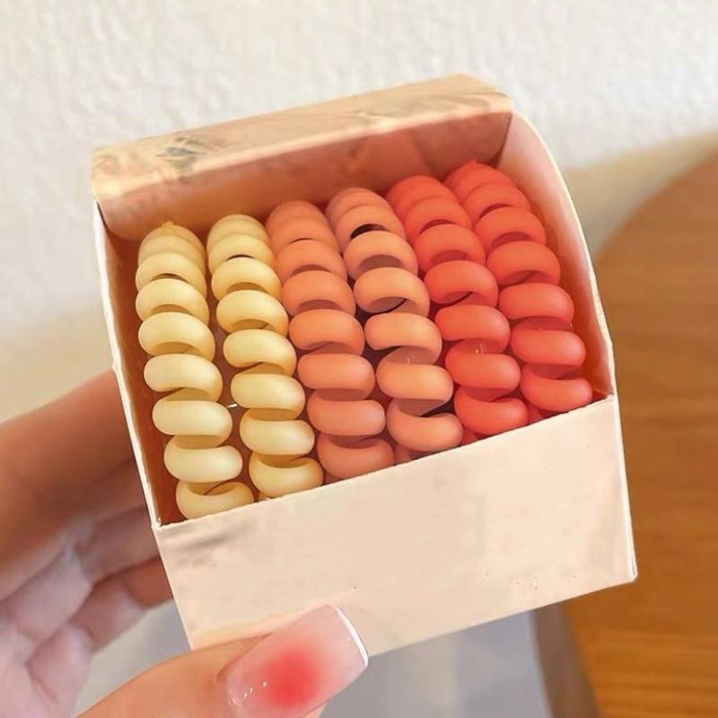 

6 шт./лот Разноцветные эластичные резинки для волос, резиновые резинки для волос, аксессуары для волос в виде телефонного шнура, модные эластичные повязки на голову