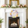Wooden Easter Door Wreath for Bunny Eggs Porch Front Door Happy Easter Sign for Spring Window