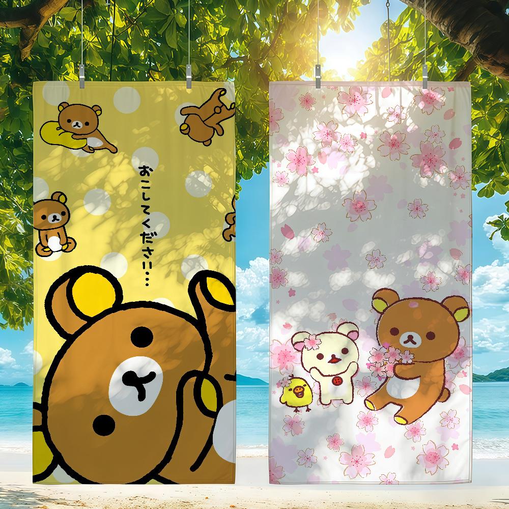 Cute R-Rilakkuma Towel Beach Towel Travel Lightweight Skin Friendly for Pool Beach Camping Cruise Summer