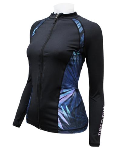 Tyubeuteuli Women'S Sunrise Zip-Up Rash Guard Top B514 Black