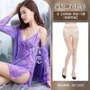 Sexy female summer with chest pad, lace suspender, nightdress, perspective split-ended outer robe set