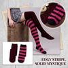 Damen Halloween Kniestrümpfe mit breiten Streifen, Colorblock-Muster für Kostümparty