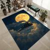 1 Stück Dampflok unter riesigem Vollmond Teppich für Wohnzimmer Schlafzimmer Sofa Heimdekoration Rus Rutschfeste Fußmatte Luxuriöses Geschenk