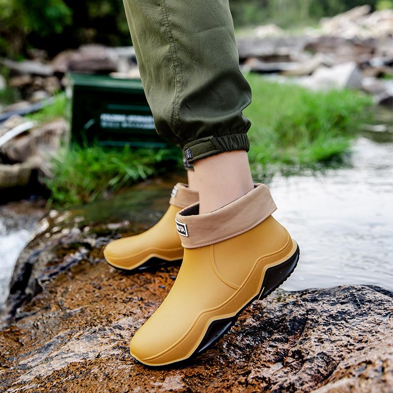 Short Tube Rain Boots Men and Women Waterproof Shoes Fishing Rain Boots Non-slip Wear-resistant Takeaway Kitchen Work Rubber Shoes