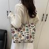 Popular Large-capacity Niche Shoulder Bag Women's 2025 New Ins Canvas Bag Tote Class Handbag Commuter Bag
