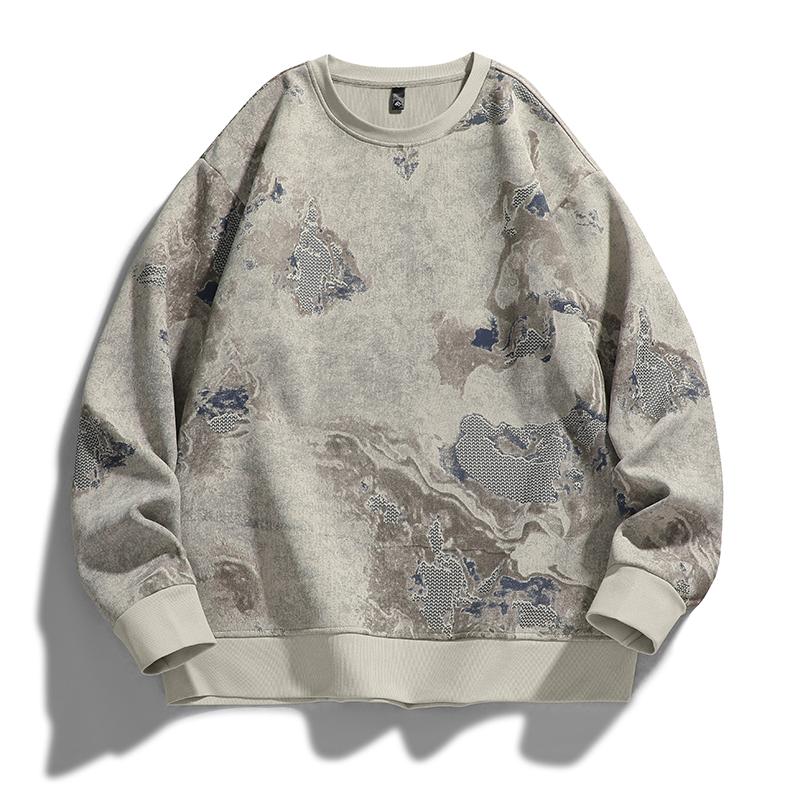 Herren Sweatshirt Langarm T-Shirt Locker Bedruckt Rundhals Freizeit Oberteil