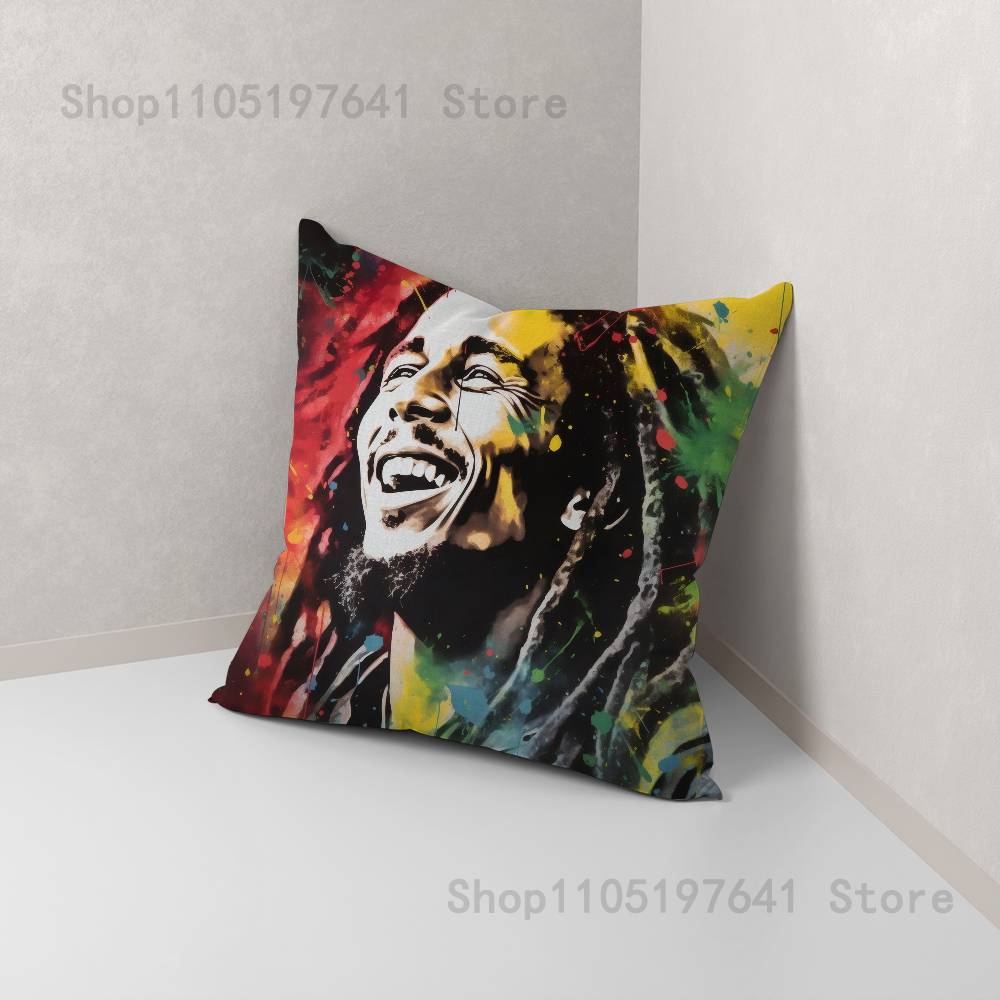 Bob Marley Rasta Lion Pillow Case For Sofa Decor Car Office Room Printing Cushion Cover Decorations and Protector