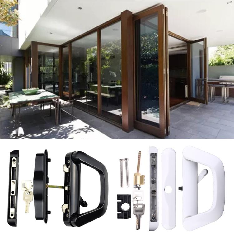 Easy Installation Patio Door Handle with for Key Zinc Alloy White/Black Door Han