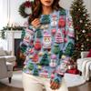 Women's Casual Long Sleeve Christmas Print Neck Pullover Sweatshirt