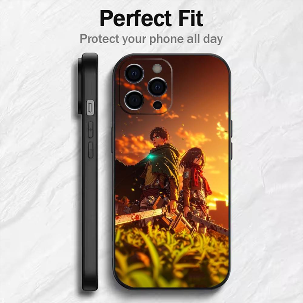 Super Exciting A-Attack-On-Titan  Phone Case For iPhone17,16,15,14,13,12 Plus,Max Soft Silicone Black Cover