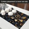 1 Stück Goldene Florale Gummi Abtropfmatte Geschirr Für Café Küche Teppich Tischgeschirr Langlebige Kieselgur Tischmatte Haustier Kaffeegeschirr Matte