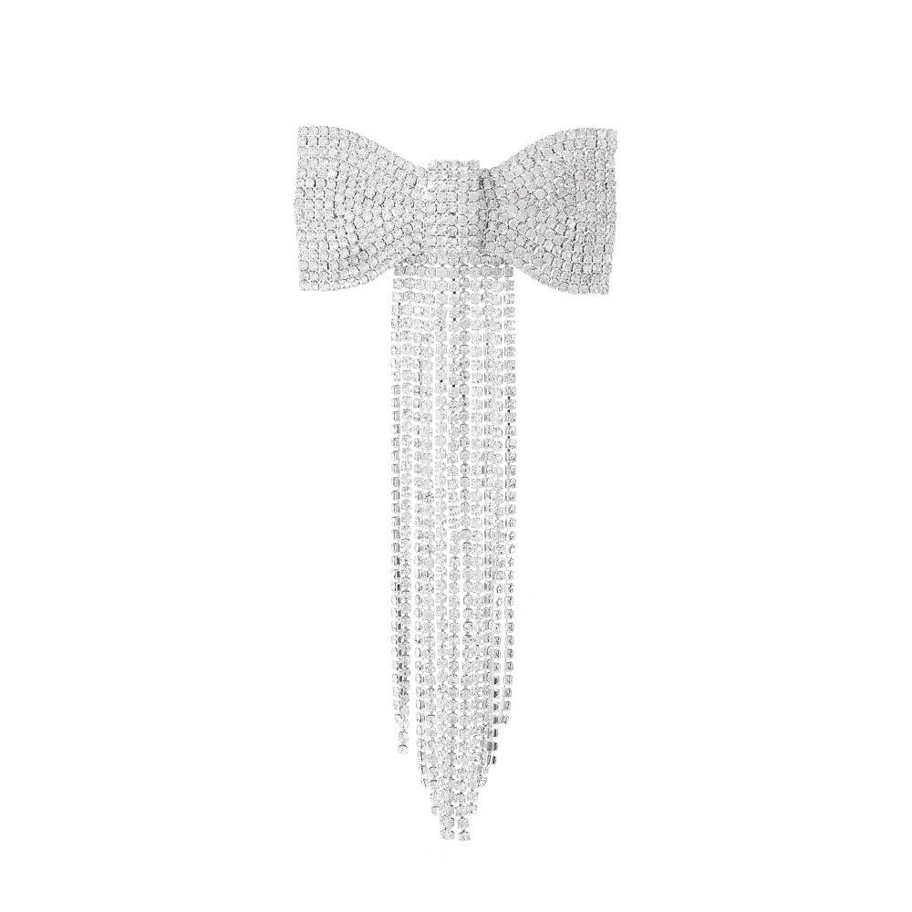 Rhinestone Bow Tassel Hair Clip - Elegant Luxury Women s Accessory