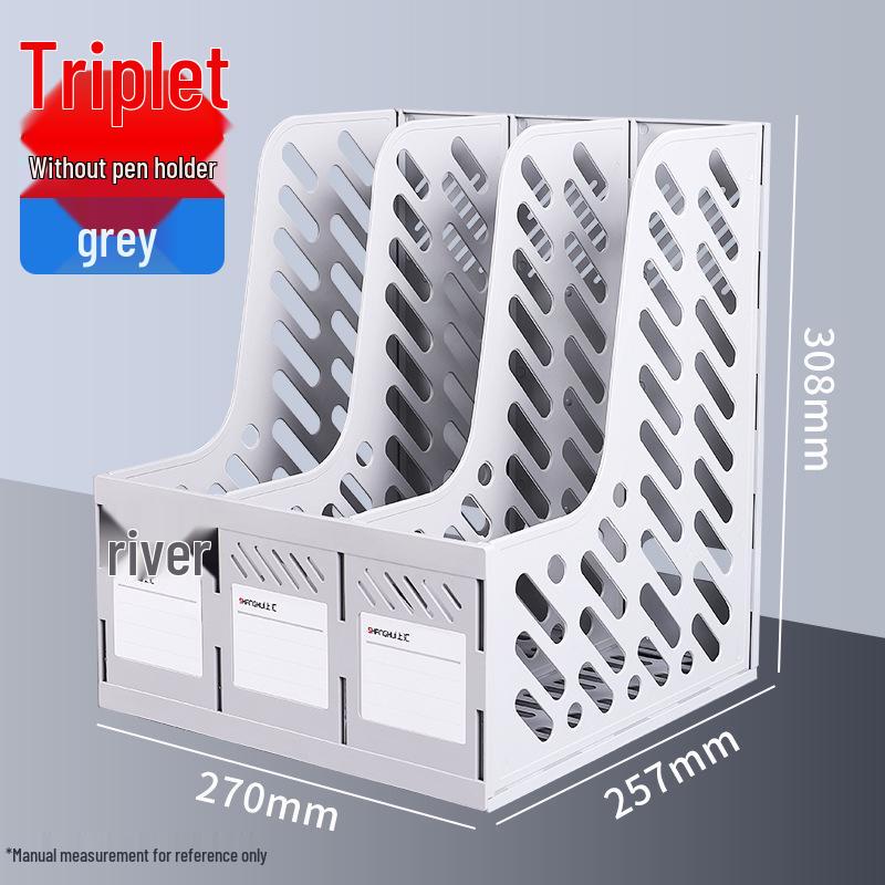Three-Column Office File Rack: Multi-Layer Thickened Organizer for Study Supplies and Archive Folders