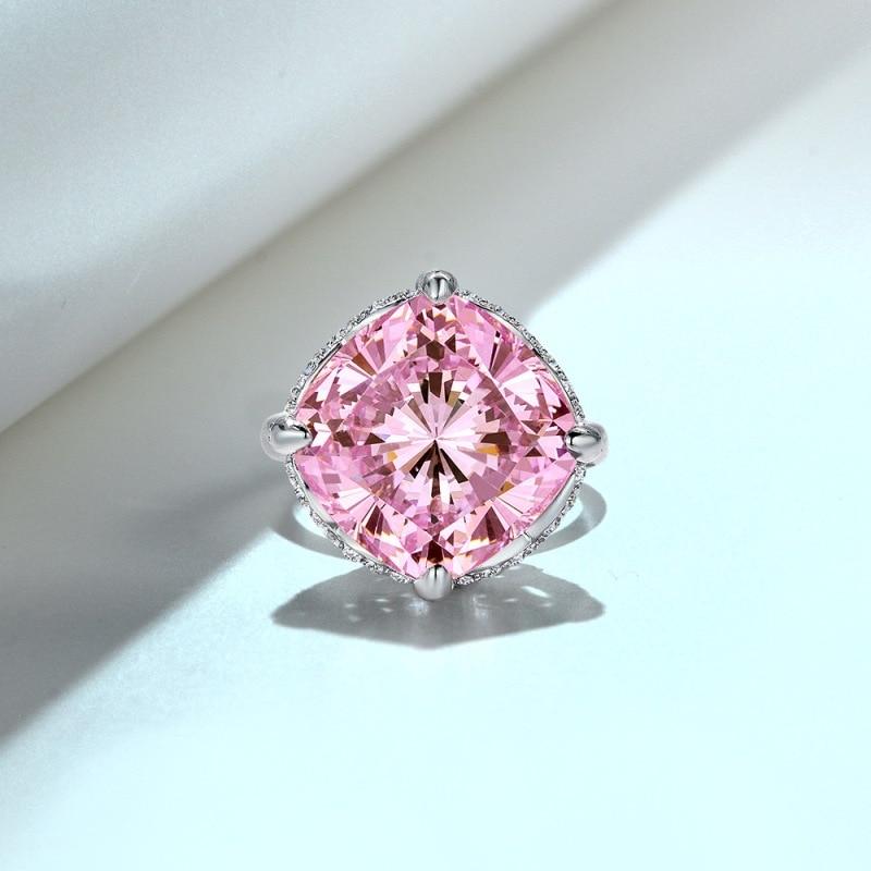 High End Nuptial Wedding Occasion Rings Sparkling Pink Diamond Rings  Tone Women Engagement Classic Rings Fine Rings Jewelry
