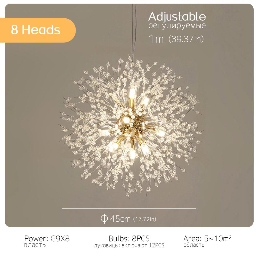 IRALAN Modern Crystal Dandelion Chandelier Lighting Pendant Lamp For Living Room Dining Room Home Decoration