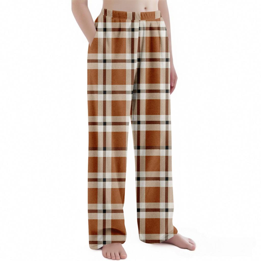 Kinder Weihnachten Karomuster Hose Plüsch Freizeithose