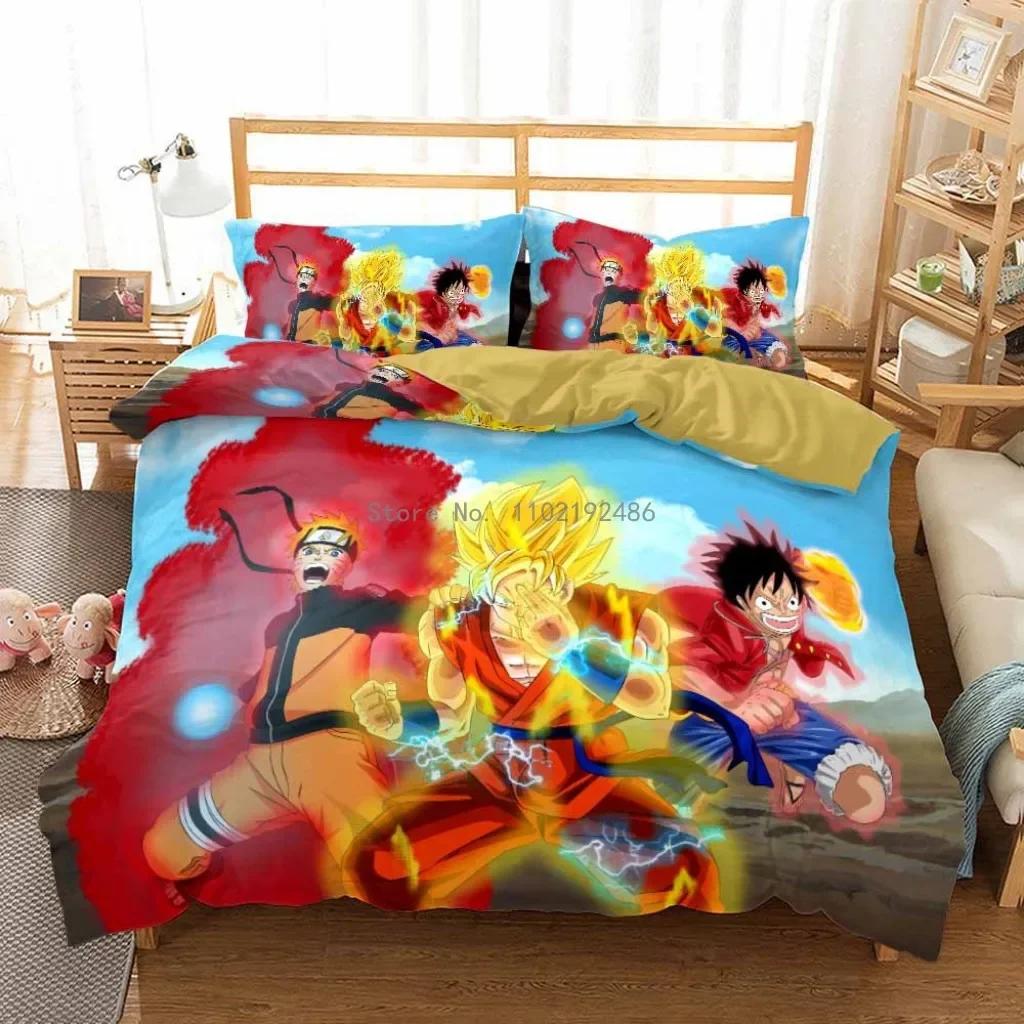 2D Print Anime Dragon Ball Super Saiyan Son Goku Duvet Cover Bedding Set Double Twin For Kids Bedclothes Quilt Cover Gi