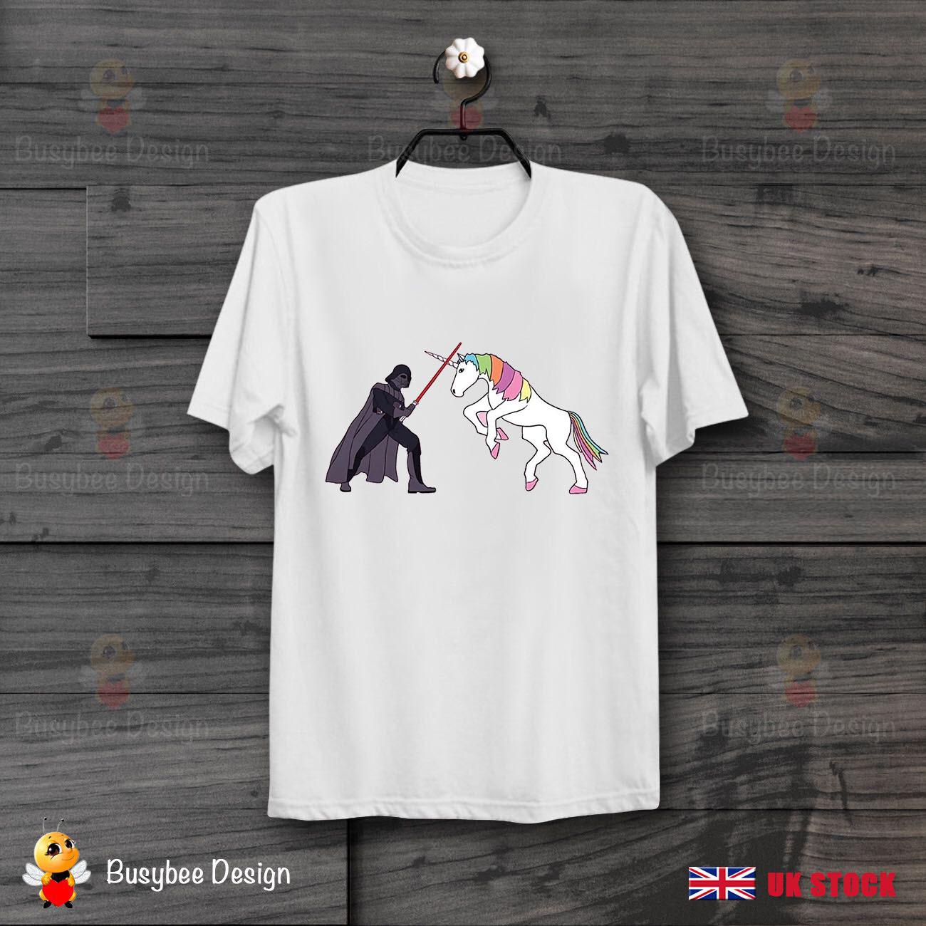 26 Star Wars Dart Vader vs Unicorn Funny Retro CooL Unisex Vintage T Shirt B202 Unisex T-Shirt M