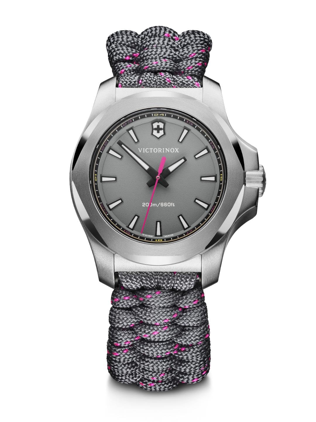 

VICTORINOX V Watch with Stainless Steel Case Gray and Gray Paracord Strap I.N.O.X. (316L/Forged), Dial, (241771)