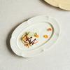 Delicate Relief Flower Ceramic Plate Household Tableware Cream Style Large Vegetable Plate Fish Plate Simple Dessert Plate