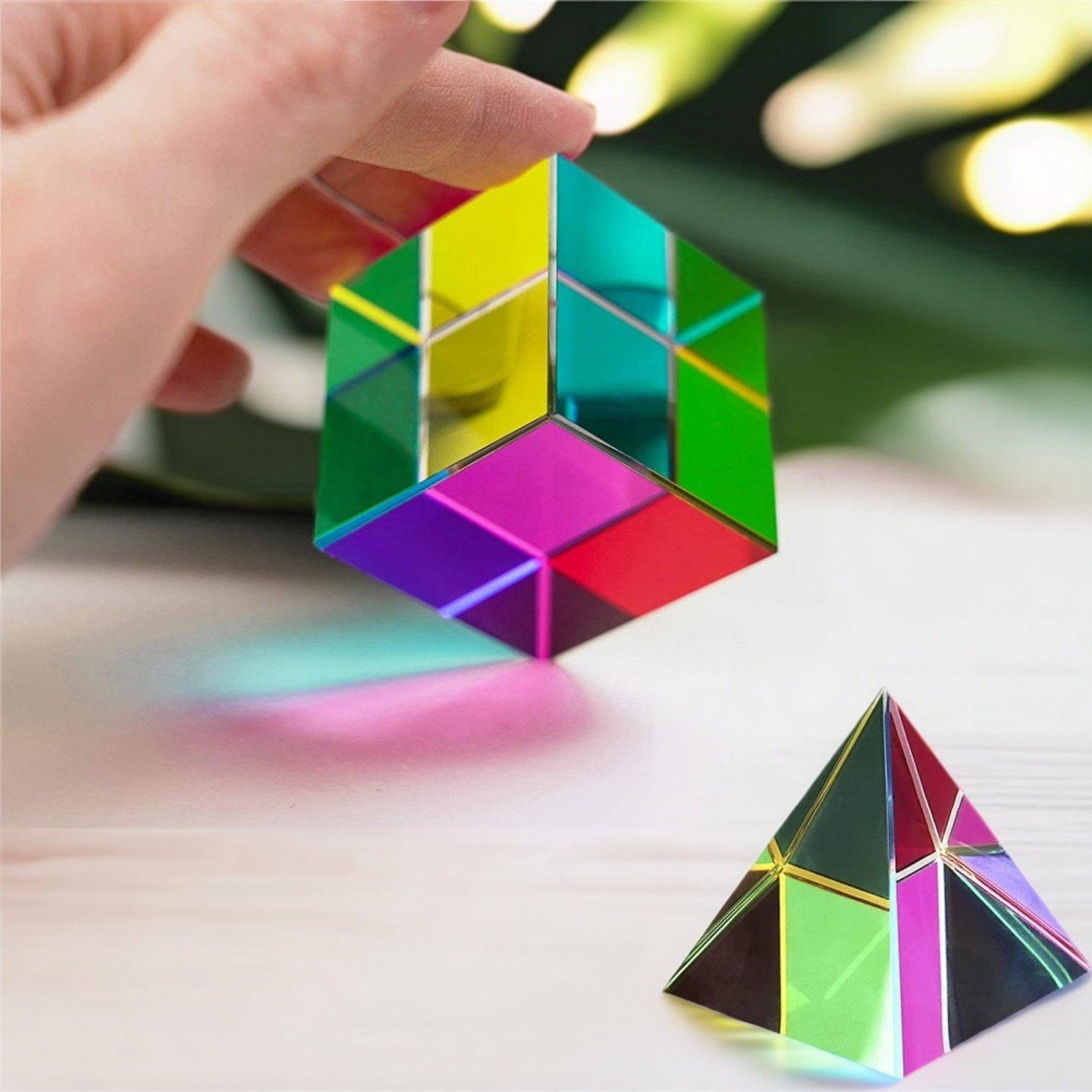 40mm 1.57 Inches Color Cube Prism Three Primary Colors Popular Science Optical Experiment Educational Toys Home Neocubes Toy