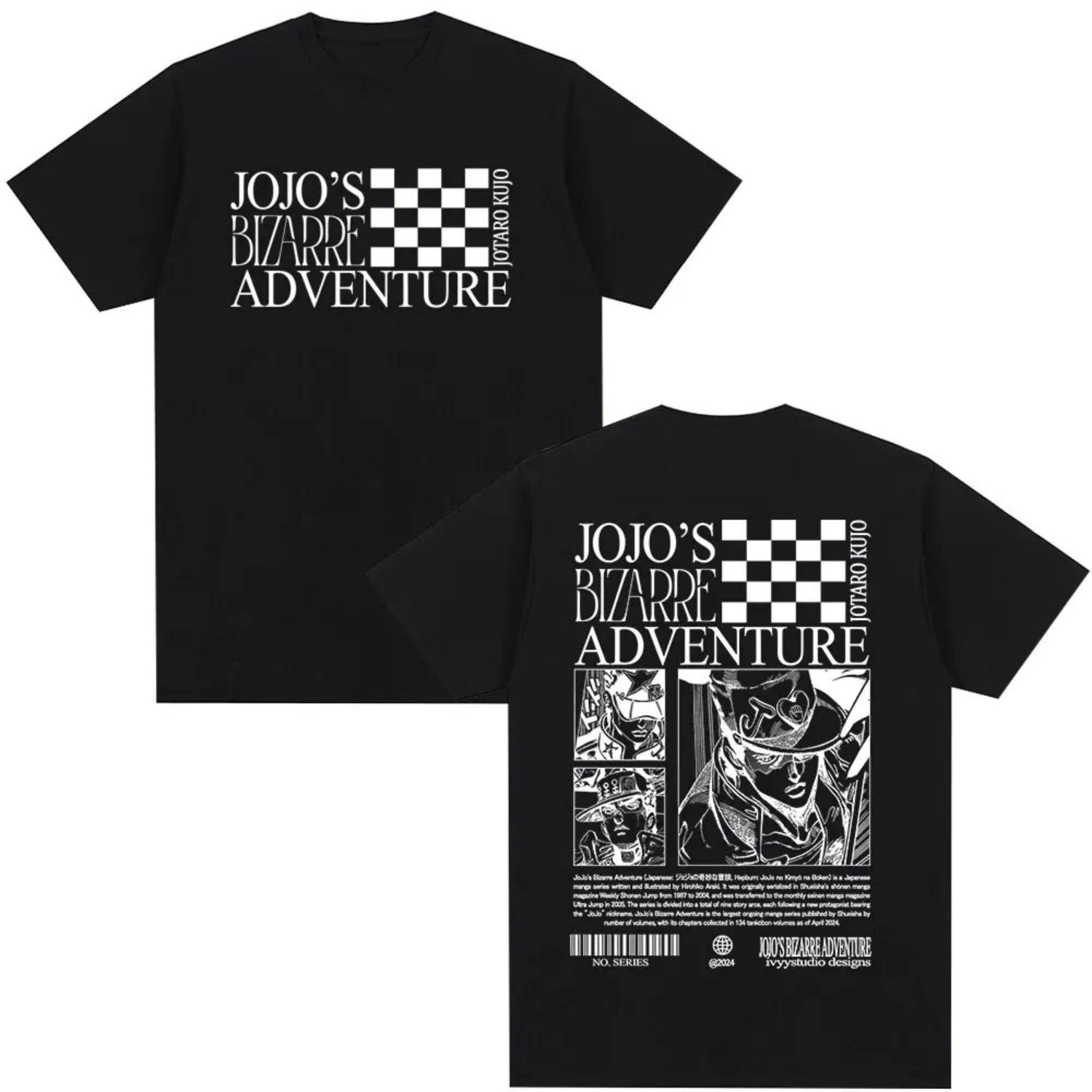 

Anime Jojo Bizarre Adventure Jotaro Kujo Manga T Shirts Men s Women Casual Harajuku Cotton Y2K Short Sleeves Tees Streetwear S чёрный